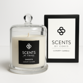 SCENTSBYCOKES® luxury soy wax candle in a modern glass vessel designed for intentional, elevated home décor.