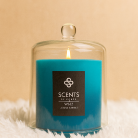 SCENTSBYCOKES® luxury soy wax candle in a modern glass vessel designed for intentional, elevated home décor.