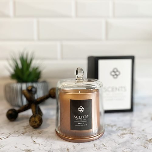 ScentsByCokes citrus ginger tea candle in a glass vessel